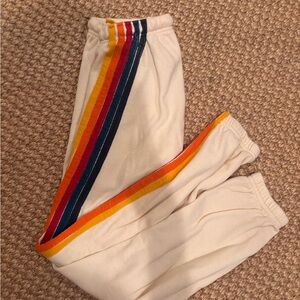 Aviator Nation Kids Cream Sweatpants with Multicolor Stripes